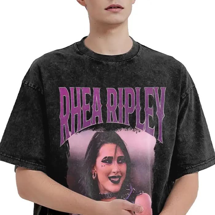 Hommes femmes rhea ripley lutte lutteur t-shirt 100% coton graphique t-shirts haut vêtements
