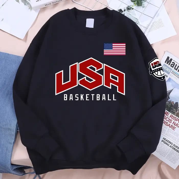 USA basket-ball imprimé rue sweat à capuche décontracté hommes femmes Hip Hop surdimensionné vêtements ample chaud