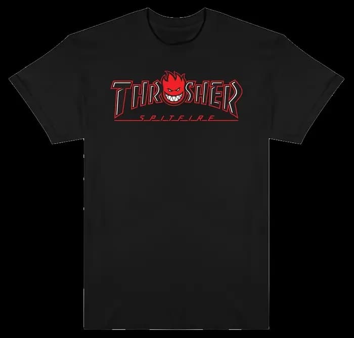 T-shirt en coton avec image graphique de la marque Thrash & Burn Skateboard Magazine Street Trends