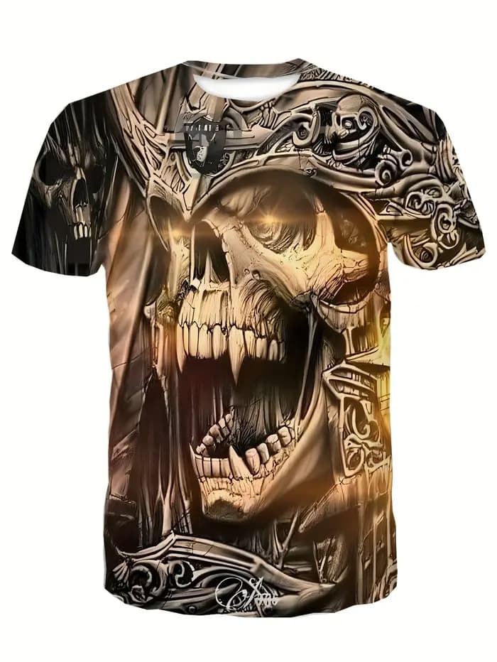 T-shirt imprimé tête de mort pour homme