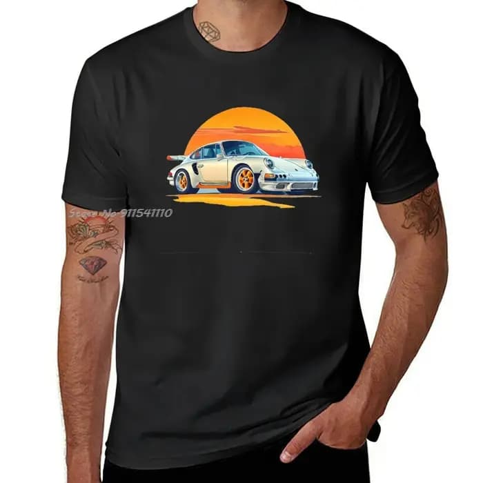 Blanc Porshe coton T-shirt vierges garçons imprimé Animal été unisexe hauts t-shirts Streetwear mode vêtements pour