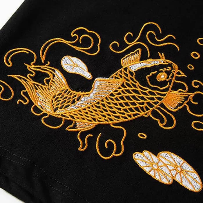 Brocart carpe broderie t-shirt hommes tricot vêtements Kpop Hippie surdimensionné T-Shirts