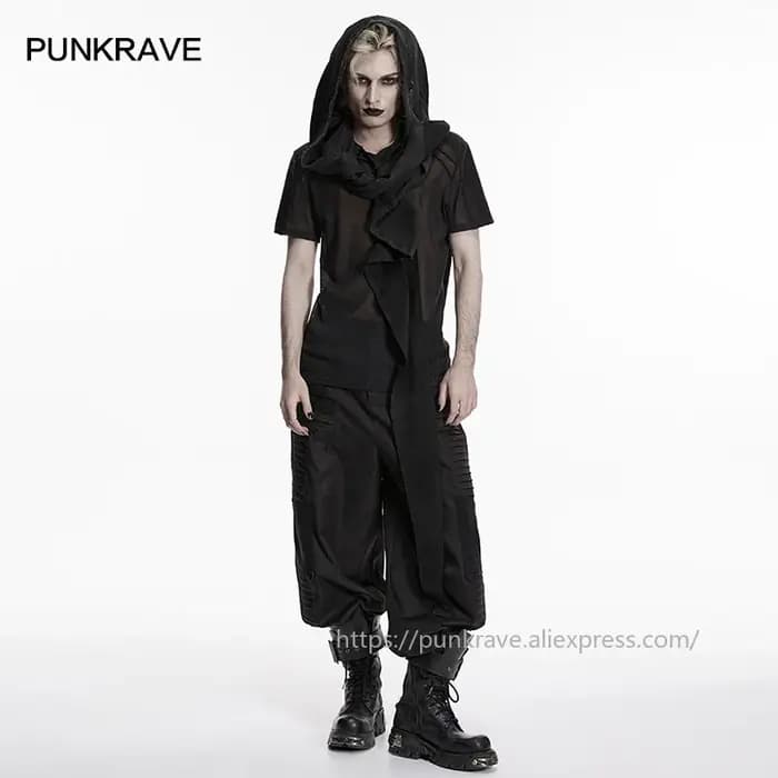 PUNK RAVE Gilet à capuche unisexe Wasteland en coton tricoté texturé