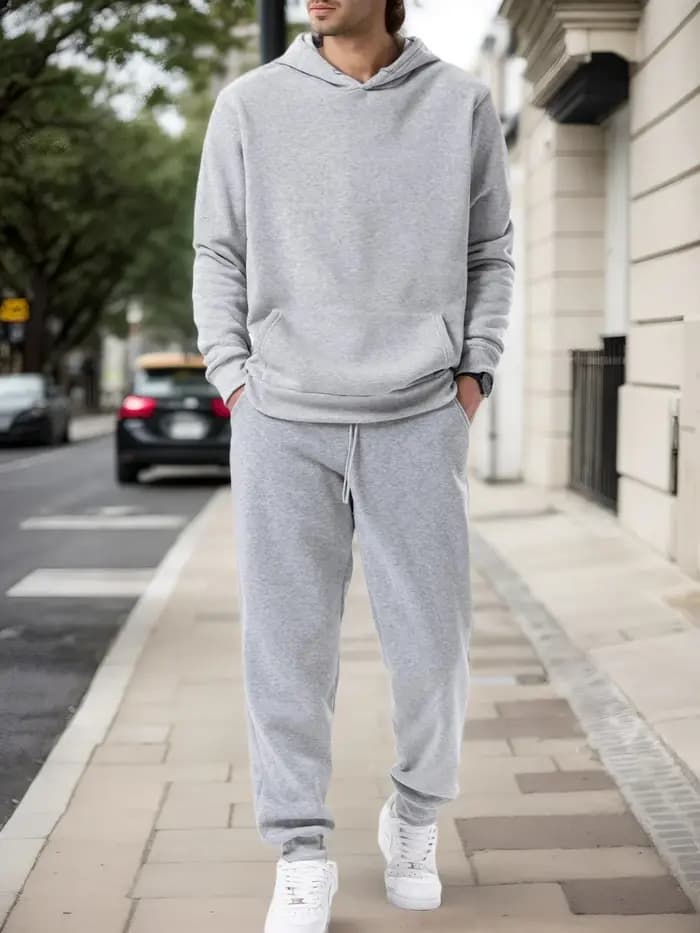 Ensemble de survêtement décontracté pour homme : sweat-shirts et pantalons de jogging pour le sport en extérieur –