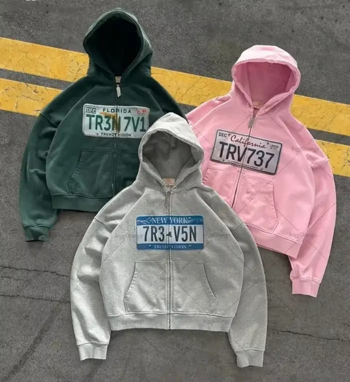 Y2K – sweat à capuche rétro avec fermeture éclair