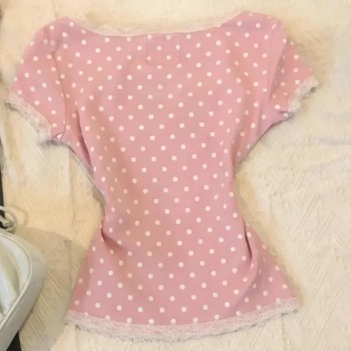 T-shirt Matakawa Y2k pour femmes, style japonais, printemps-été, Ropa De Mujer, à pois, vintage, sexy, t-shirts courts