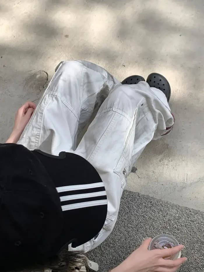 Trashy Y2K 2000S sale lavé blanc broderie Baggy empilé Cargo jean pantalon pour femmes vêtements jambe large Punk dame
