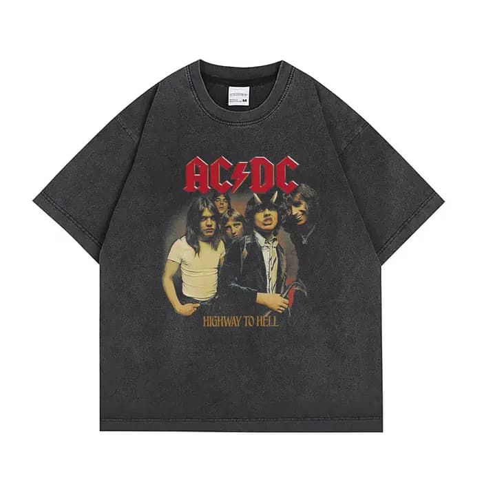 ACDC autoroute en enfer Album T-Shirt groupe métal Punk Rock rétro été manches courtes imprimé coton vêtements pour hommes hauts chemise