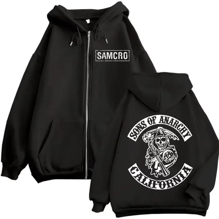Sons of Anarchy – sweat à capuche avec fermeture éclair imprimée Double face pour hommes et femmes,
