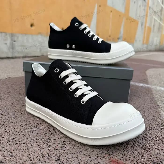 Ro classique hommes chaussure femmes baskets toile noire bas chaussures décontractées semelle épaisse à lacets luxe plat Sneaker