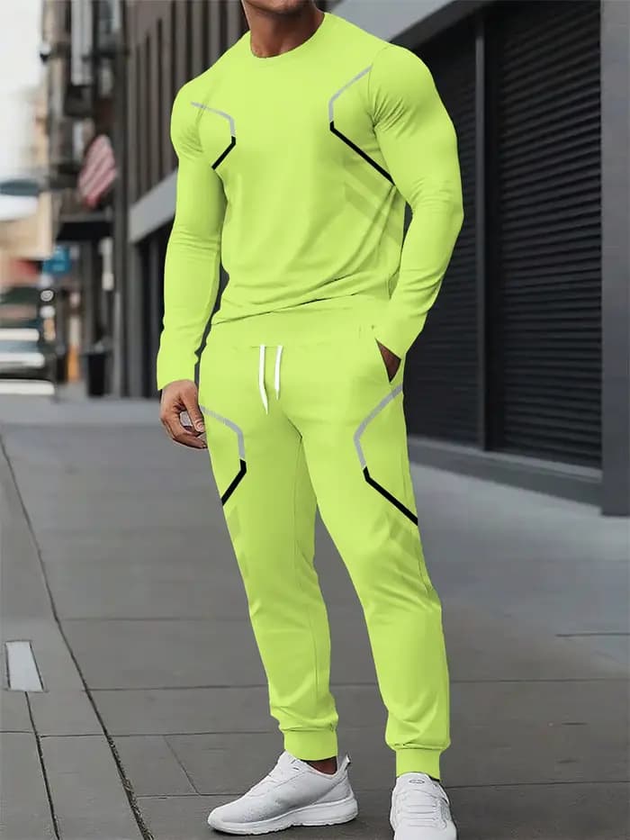 Le nouveau ensemble de sweat-shirt à col rond pour hommes pour le printemps et l'automne 2025 présente une mode de rue et un confort avec une impression de motifs 3D