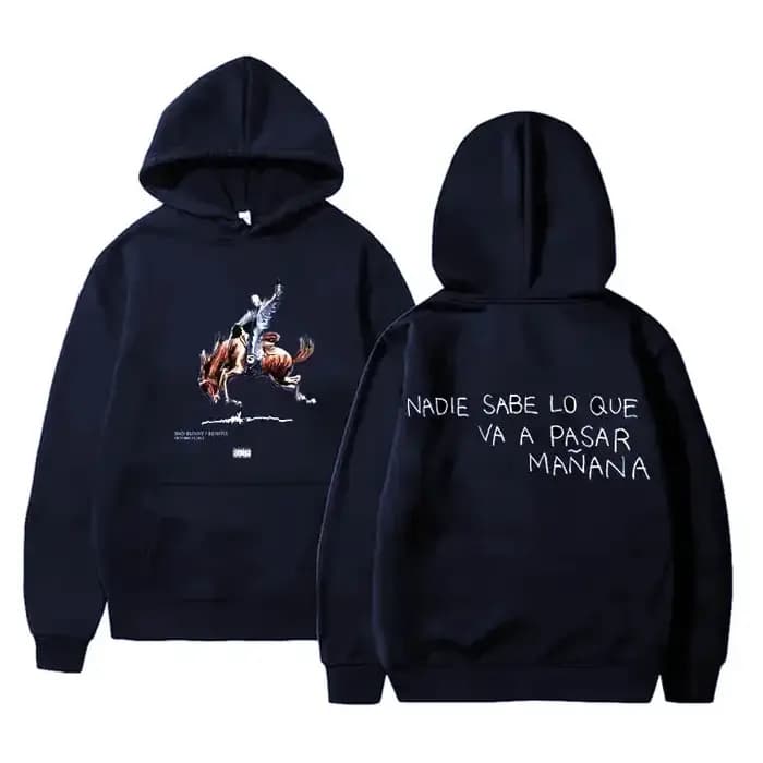 Hommes femme polaire surdimensionné sweats à capuche Hip Hop rappeur Bad Bunny Nadie Sabe Lo Que Va A Pasar Mañana sweat à capuche homme sweats à capuche