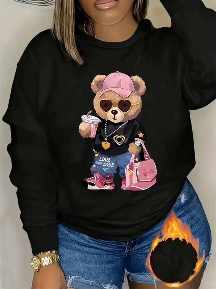 Pull à capuche à manches longues et col rond pour femme