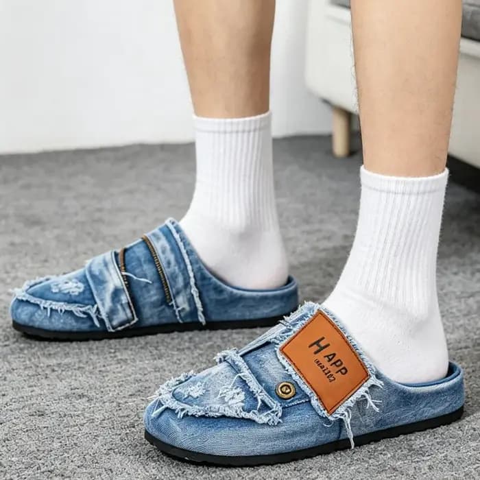 Chaussures décontractées tendance pour hommes été 2026 en toile denim bleue