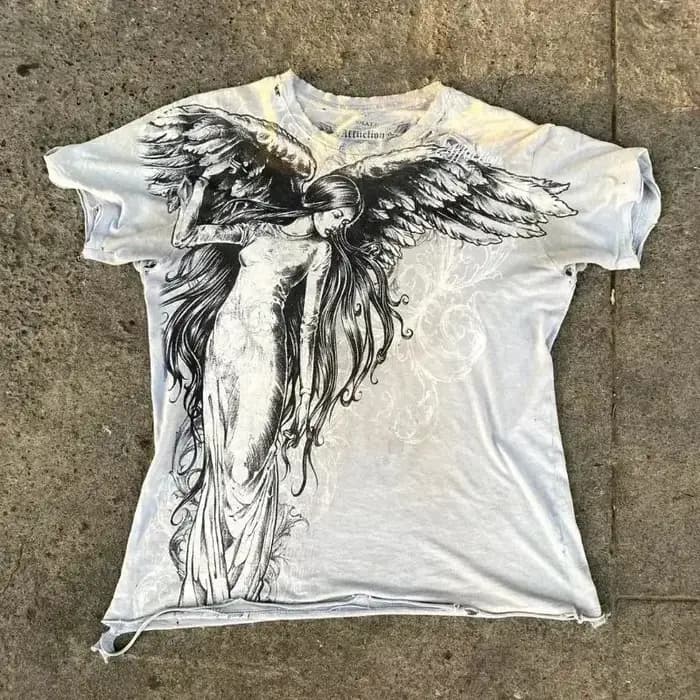 2000s Xzavire coton manches courtes homme Vintage Harajuku rue marée mode femmes amoureux T-shirt