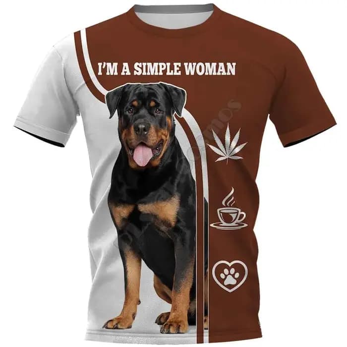 Rottweiler 3D imprimé T-shirts femmes pour hommes été