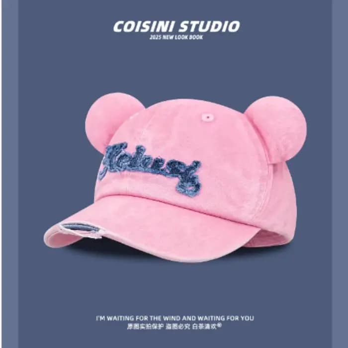 Casquettes de baseball brodées avec des oreilles d'ours mignonnes pour hommes et femmes