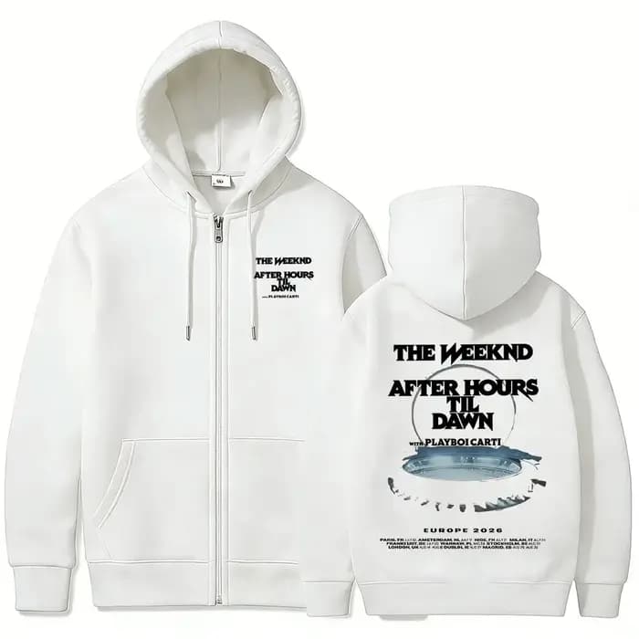 Sweat à capuche zippé pour homme The Weeknd After Hours Til Dawn avec Playboi Carti Tour 2026
