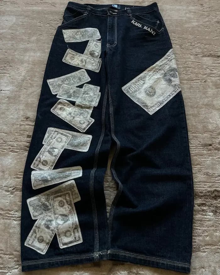 Pantalon noir Streetwear hommes Hip HopHarajuku argent imprimé