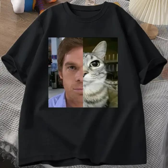 Dexter Morgan chat T-shirts drôle à manches courtes col rond T-shirt unisexe mode Harajuku Kawaii