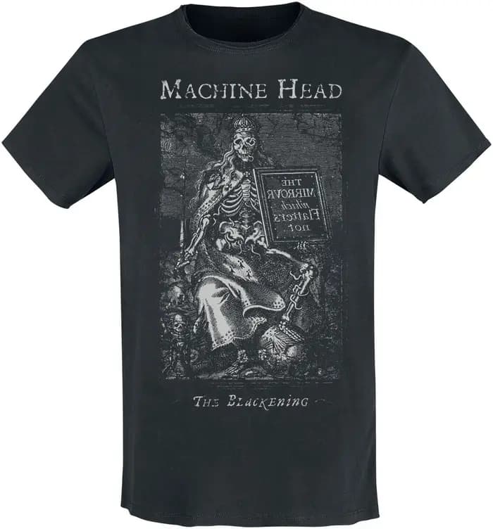T-shirt en coton imprimé Machine Head The Blackening Skeleton King, style Thrash Metal, streetwear u