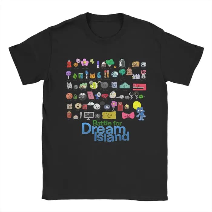 Loisirs BFDI bataille pour Dream Island T-Shirts hommes col rond coton T-Shirts dessin animé à manch