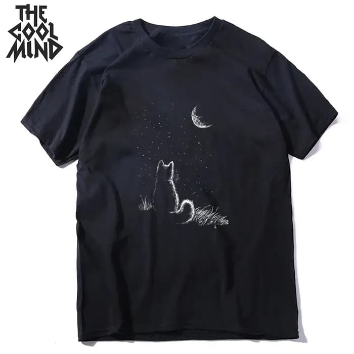 COOLMIND 100% coton décontracté à manches courtes impression drôle hommes t-shirt été cravate ample