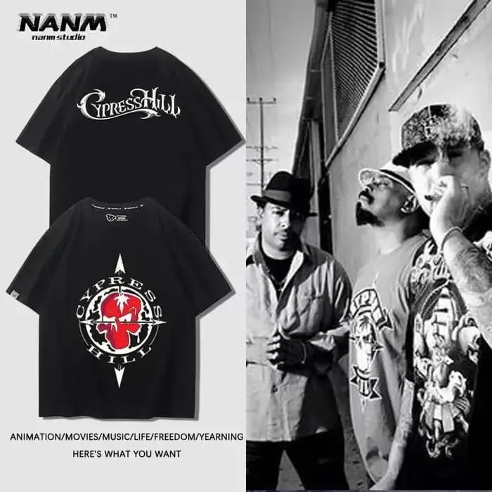T-shirts imprimés style West Coast du groupe hip-hop américain Cypress Hill