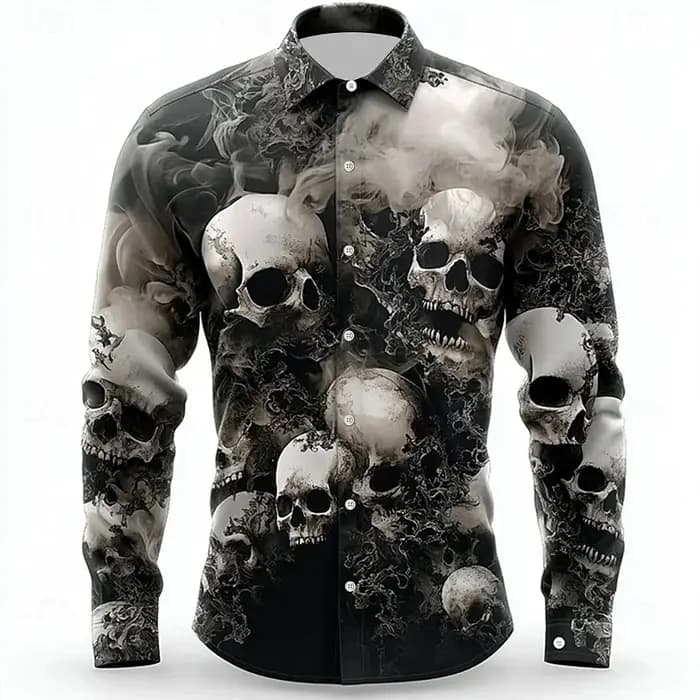 Chemise à imprimé tête de mort pour hommes
