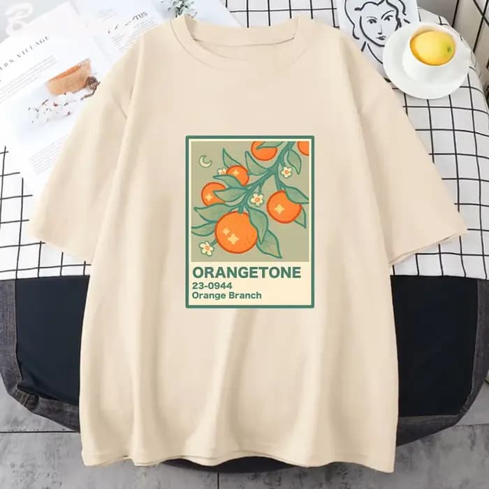 T-Shirt imprimé branche Orange