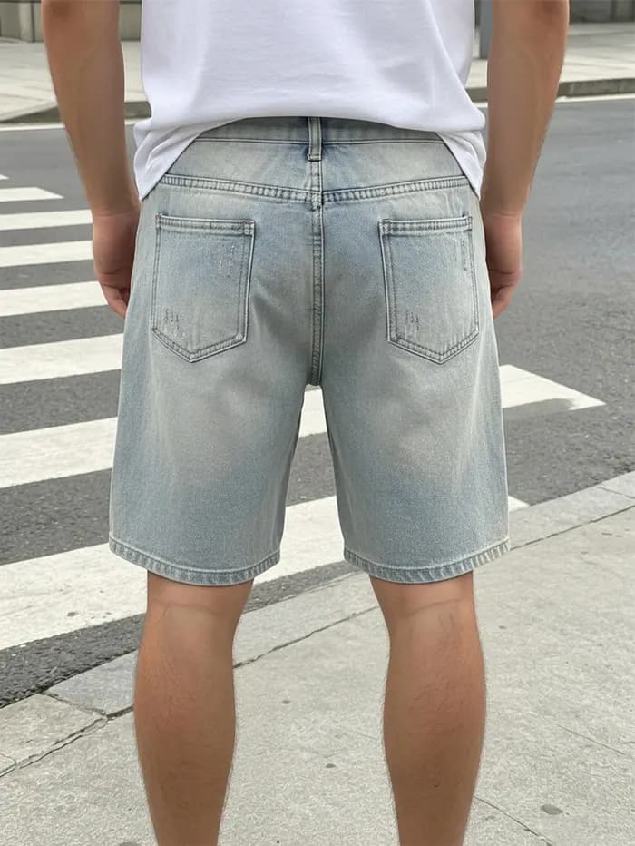 Shorts en jean déchirés et délavés pour hommes – Style décontracté