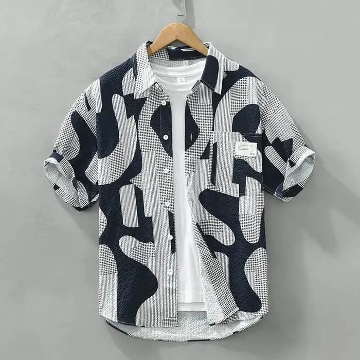 Chemise homme surdimensionné graphique avec poche chemises