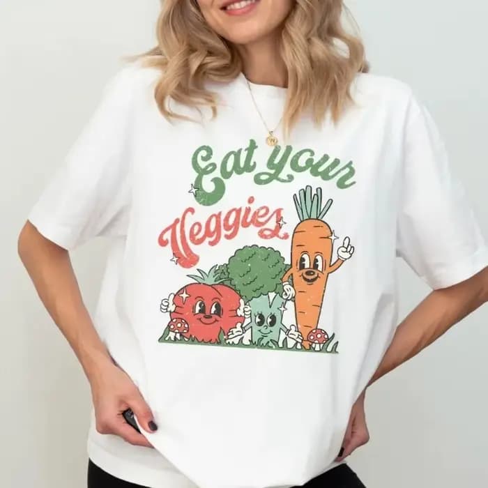 T-shirt rétro « Mangez vos légumes »