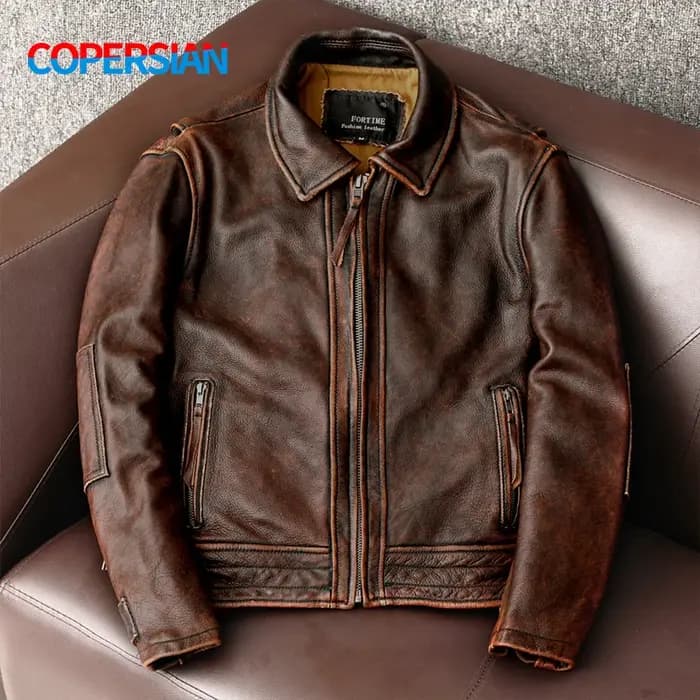 Veste en cuir à queue d'hirondelle pour hommes