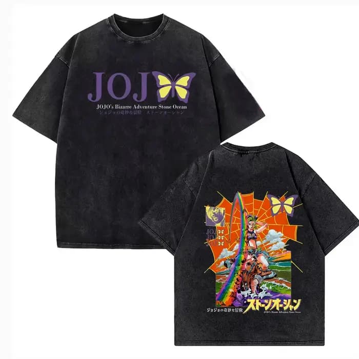 T-shirt imprimé Anime JoJo's Bizarre Adventure Kira Yoshikage Killer Queen pour hommes
