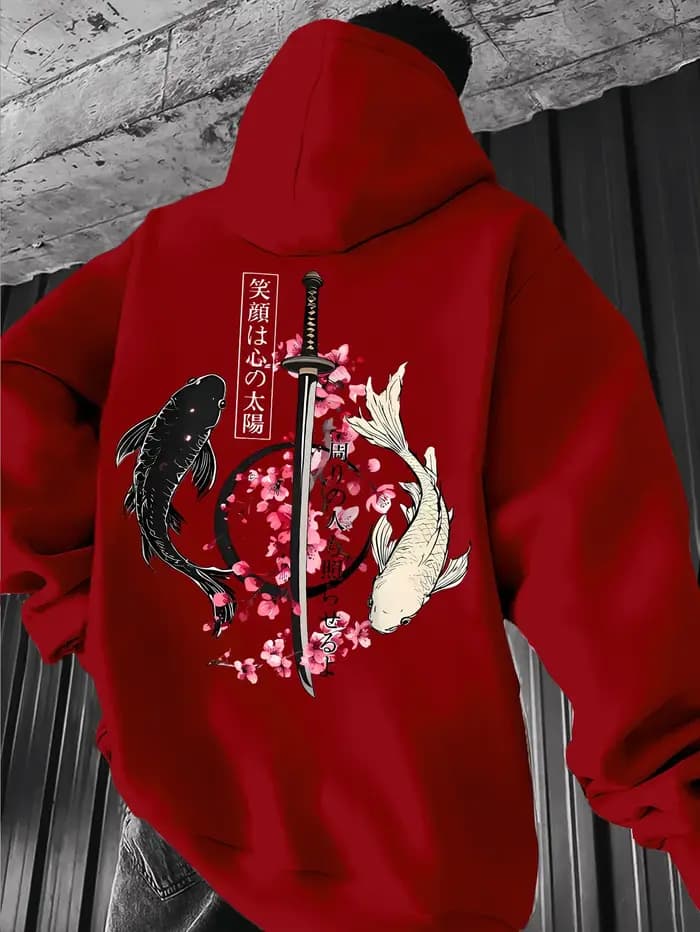 Sweat-shirt à capuche en molleton imprimé pour homme