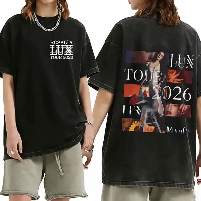 Rosalia Lux Tour Album 2025 Vintage lavé t-shirts hommes femmes décontracté surdimensionné coton T-shirt mode Pop