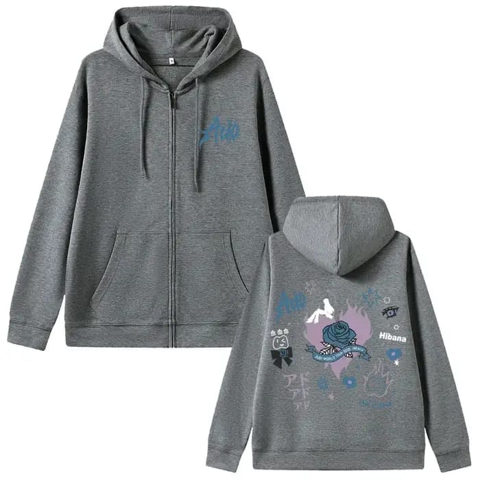 Ado World Tour 2025 Hibana sweat à capuche avec fermeture éclair hommes femmes mode dessin animé japonais Manga Style veste zippée unisexe sweat-shirt décontracté