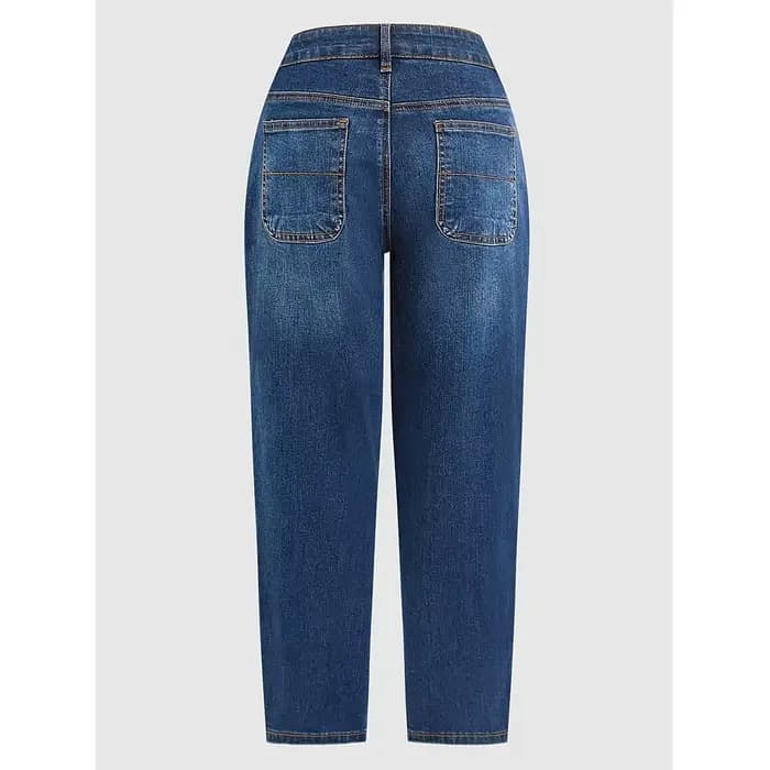 Jean en denim délavé élégant à coupe droite et ample, pantalon en jean élastique polyvalent et tendance, style universel quatre saisons