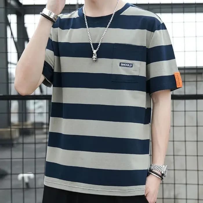 T-shirts pour hommes chemises amples hauts à rayure T-shirt