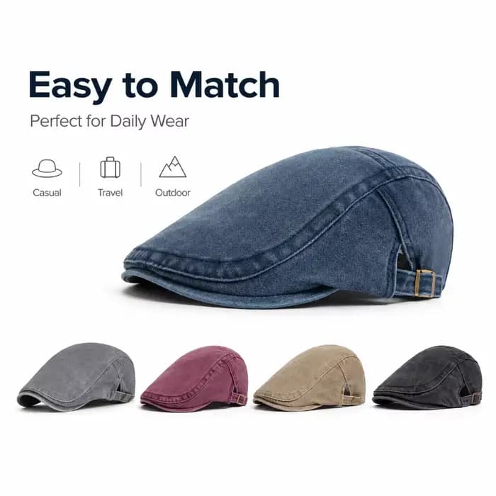 Casquette plate en coton délavé style vintage pour homme, casquette gavroche, casquette Ivy à visière, casquette de conduite décontractée pour femme, casquette de peintre, béret, chapeau printemps aut