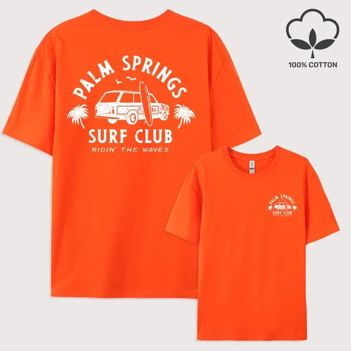 Palm Springs Surf Club imprimé hommes T-Shirt décontracté tout-Match à manches courtes coton surdimensionné vêtements de sport été col rond t-shirts
