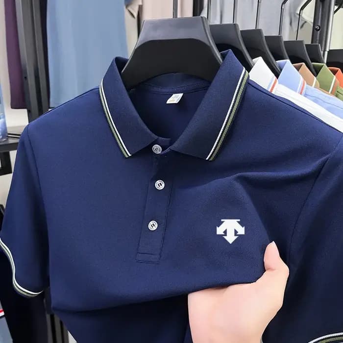 Polo d'été pour homme, couleur unie, respirant, de luxe, décontracté, col classique, t-shirt à manch