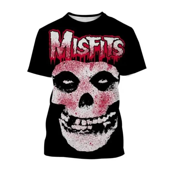 Misfits Rock Band T-Shirts crâne 3D imprimé Streetwear hommes femmes décontracté mode à manches courtes t-shirt