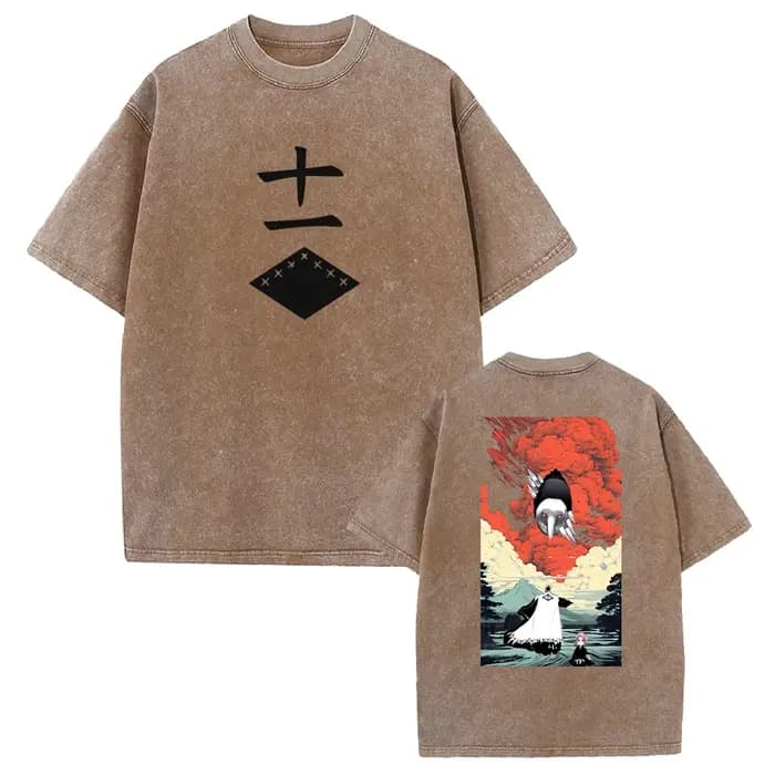 Zaraki Kenpachi eau de javel Anime vêtements hommes femmes surdimensionné T-shirts à manches courtes lavé t-shirt rétro