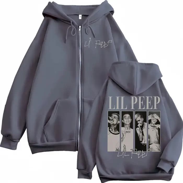 Rappeur Lil Peep Merch sweat à capuche avec fermeture éclair Hip Hop Vintage