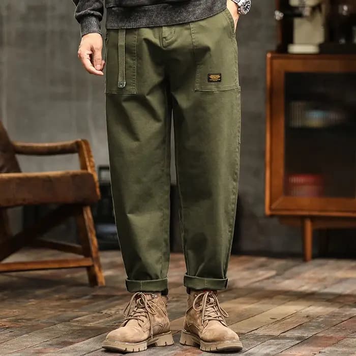 Pantalon épissé avec ceinture américaine, décontracté, tendance, vêtements pour hommes, printemps et