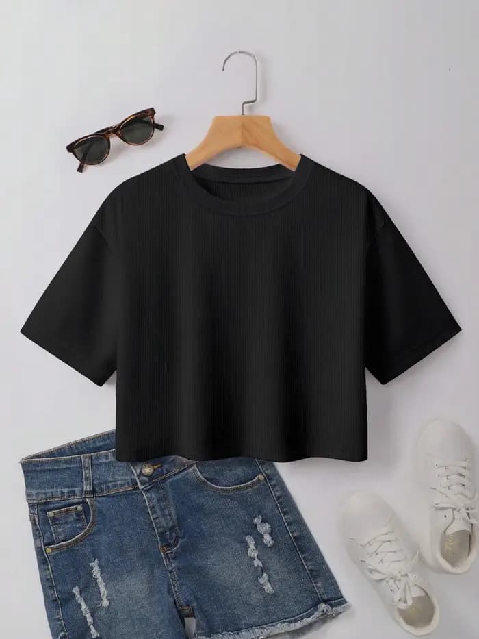 T-shirt basique Clean Girl surdimensionné, uni, à manches courtes et col rond, pour femme, style streetwear ample, haut décontracté