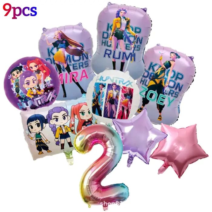 Ensemble de ballons en aluminium Kpop Demon Hunters numéros 1-9