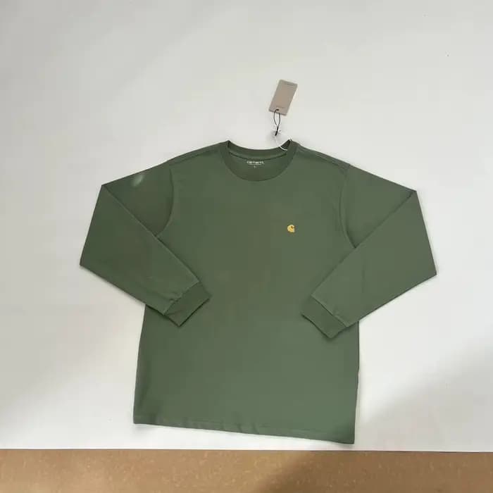 T-shirt à manches longues style basique avec logo brodé, vêtement de travail automobile en coton, ha